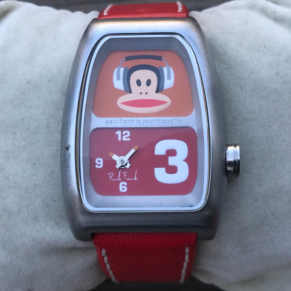 Paul Frank Watch Red Vegan Faux Leather Band Water - Picture 2 of 12